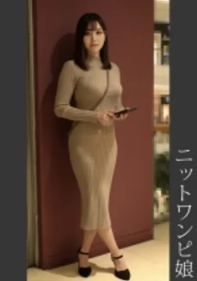 ニットワンピ娘 青P